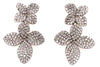 LARGE 2.43CT DIAMOND 18K WHITE GOLD DOUBLE 4 LEAF CLOVER FLOWER HANGING EARRINGS