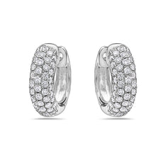 ESTATE WIDE .77CT DIAMOND 18KT WHITE GOLD 3D CLASSIC 5 ROW HUGGIE HOOP EARRINGS