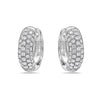 ESTATE WIDE .77CT DIAMOND 18KT WHITE GOLD 3D CLASSIC 5 ROW HUGGIE HOOP EARRINGS
