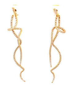 ESTATE 1.65CT DIAMOND 18K YELLOW GOLD CLASSIC LOVE KNOT SNAKE HANGING EARRINGS