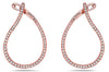 ESTATE .60CT DIAMOND 18KT ROSE GOLD 3D TEAR DROP SIDEWAYS HOOP HANGING EARRINGS