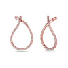 ESTATE .60CT DIAMOND 18KT ROSE GOLD 3D TEAR DROP SIDEWAYS HOOP HANGING EARRINGS