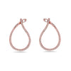 ESTATE .60CT DIAMOND 18KT ROSE GOLD 3D TEAR DROP SIDEWAYS HOOP HANGING EARRINGS