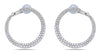ESTATE 3.55CT DIAMOND 18KT WHITE GOLD 3D TWO ROW SIDEWAYS HOOP HANGING EARRINGS