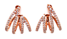 ESTATE .75CT DIAMOND 18KT ROSE GOLD 3D CLASSIC DOUBLE V FUN HANGING EARRINGS