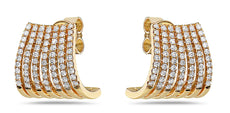 ESTATE WIDE .64CT DIAMOND 18KT YELLOW GOLD MULTI ROW UMBRELLA HANGING EARRINGS