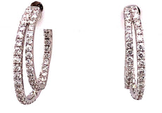ESTATE .91CT DIAMOND 18K WHITE GOLD CLASSIC DOUBLE UMBRELLA FUN HANGING EARRINGS