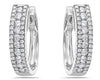 ESTATE .67CT DIAMOND 18KT WHITE GOLD CLASSIC 3 ROW HUGGIE HOOP HANGING EARRINGS