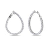 ESTATE 2.45CT DIAMOND 18KT WHITE GOLD INSIDE OUT SIDEWAYs HOOP HANGING EARRINGS