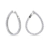 ESTATE 2.45CT DIAMOND 18KT WHITE GOLD INSIDE OUT SIDEWAYs HOOP HANGING EARRINGS