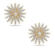 ESTATE .80CT DIAMOND 18KT YELLOW GOLD 3D CLASSIC SNOWFLAKE FLOWER STUD EARRINGS