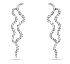 ESTATE 1.65CT DIAMOND 18KT WHITE GOLD CLASSIC DOUBLE CURVE FUN HANGING EARRINGS