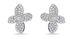 ESTATE .65CT DIAMOND 18KT WHITE GOLD 3D CLASSIC MULTI LEAF FLOWER LOVE EARRINGS