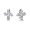 ESTATE .65CT DIAMOND 18KT WHITE GOLD 3D CLASSIC MULTI LEAF FLOWER LOVE EARRINGS