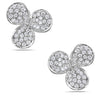 ESTATE 1.52CT DIAMOND 18KT WHITE GOLD CLASSIC 3 LEAF CLOVER FLOWER STUD EARRINGS