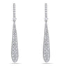 ESTATE 1.30CT DIAMOND 18KT WHITE GOLD ELONGATED TEAR DROP LOVE HANGING EARRINGS