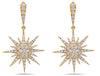 ESTATE LARGE 1.31CT DIAMOND 18KT YELLOW GOLD CLASSIC SNOWFLAKE HANGING EARRINGS