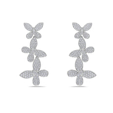 ESTATE LARGE 2.65CT DIAMOND 18KT WHITE GOLD MULTI BUTTERFLY FUN HANGING EARRINGS