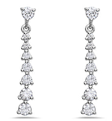 ESTATE .49CT DIAMOND 18KT WHITE GOLD 3D CLASSIC JOURNEY HANGING EARRINGS