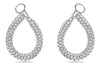 3.21CT DIAMOND 18KT WHITE GOLD 3D 3 ROW TEAR DROP SIDEWAYS HOOP HANGING EARRINGS