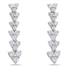 ESTATE 1.81CT DIAMOND 18KT WHITE GOLD TRIANGULAR JOURNEY LOVE HANGING EARRINGS