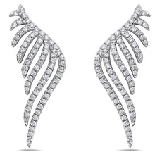ESTATE 1.04CT DIAMOND 18KT WHITE GOLD 3D CLASSIC MULTI LEAF FUN CUFF EARRINGS