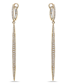 ESTATE 1.21CT DIAMOND 18KT YELLOW GOLD ELONGATED BAR LEVERBACK HANGING EARRINGS