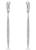 ESTATE 1.21CT DIAMOND 18KT WHITE GOLD ELONGATED BAR LEVERBACK HANGING EARRINGS