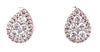 ESTATE .85CT DIAMOND 18KT WHITE GOLD 3D CLASSIC CLUSTER PEAR SHAPE STUD EARRINGS