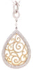 ESTATE LARGE 3.30CT DIAMOND 18KT 2 TONE GOLD TEAR DROP FILIGREE FLOATING PENDANT