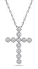 ESTATE .99CT DIAMOND 18KT WHITE GOLD 3D MULTI FLOWER CROSS FLOATING PENDANT