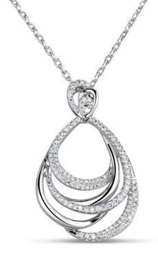 .80CT DIAMOND 18KT WHITE GOLD TEAR DROP CRISS CROSS LOVE KNOT FLOATING PENDANT