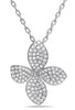 ESTATE 1.02CT DIAMOND 18KT WHITE GOLD 3D 4 LEAF CLOVER BUTTERFLY LOVE PENDANT