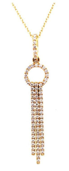 .64CT DIAMOND 18KT YELLOW GOLD 3D CIRCLE OF LIFE LARIAT DROP FLOATING PENDANT