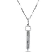 .64CT DIAMOND 18KT WHITE GOLD 3D CIRCLE OF LIFE LARIAT DROP FLOATING PENDANT