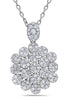 ESTATE LARGE 2.39CT DIAMOND 18KT WHITE GOLD 3D MULTI FLOWER FLOATING PENDANT