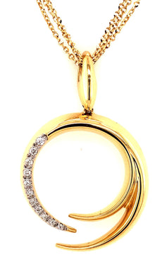 ESTATE .11CT DIAMOND 18KT YELLOW GOLD 3D CLASSIC JOURNEY FULL MOON FUN PENDANT