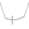 ESTATE .60CT DIAMOND 18KT WHITE GOLD 3D CLASSIC SIDEWAYS CROSS NECKLACE