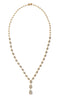 LARGE 3.31CT DIAMOND 18KT YELLOW GOLD 3D CLUSTER TEAR DROP LARIAT LOVE NECKLACE