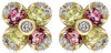 .63CT DIAMOND & AAA PERIDOT & TOURMALINE 14K YELLOW GOLD 3D FLOWER STUD EARRINGS