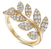 ESTATE WIDE 1.0CT DIAMOND 18KT YELLOW GOLD 3D MULTI LEAF FUN LOVE RING
