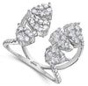 ESTATE 1.30CT DIAMOND 18KT WHITE GOLD 3D MULTI LEAF CLUSTER CRISS CROSS FUN RING