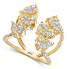ESTATE 1.30CT DIAMOND 18K YELLOW GOLD 3D MULTI LEAF CLUSTER CRISS CROSS FUN RING