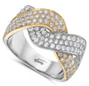 WIDE 2.0CT DIAMOND 18K 2 TONE GOLD MULTI ROW CRISS CROSS INFINITY LOVE KNOT RING