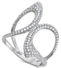 ESTATE LARGE 1.26CT DIAMOND 18KT WHITE GOLD 3D DOUBLE TEAR DROP CRISS CROSS RING
