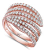 ESTATE 1.39CT DIAMOND 18KT ROSE GOLD 3D MULTI ROW CRISS CROSS LOVE RING