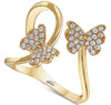 ESTATE .31CT DIAMOND 18KT YELLOW GOLD 3D CLASSIC DOUBLE BUTTERFLY LOVE RING