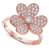ESTATE WIDE .87CT DIAMOND 18KT ROSE GOLD 3D FLOWER ROSE LOVE RING