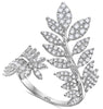 ESTATE LARGE 1.12CT DIAMOND 18KT WHITE GOLD 3D MULTI LEAF CRISS CROSS FUN RING