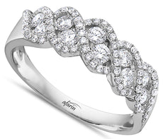 .61CT DIAMOND 18KT WHITE GOLD 3D 2 ROW INFINITY SEMI ETERNITY ANNIVERSARY RING